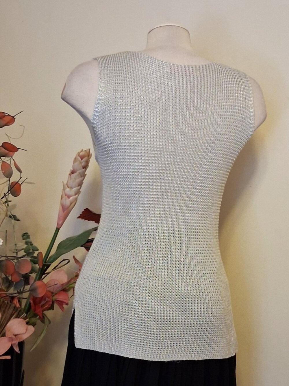 High Quality Summer Knitwear Tank Top Stretchy Silver Camisole 14 - Picture 4 of 10